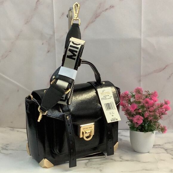 NWT Black Michael Kors Manhattan Medium Women's Satchel School - Picture 1 of 7
